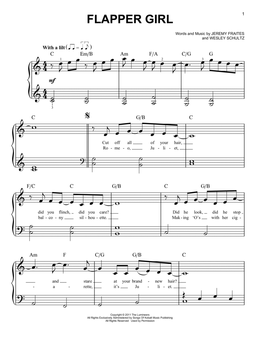 Flapper Girl Easy Piano scores gallery preview page 1