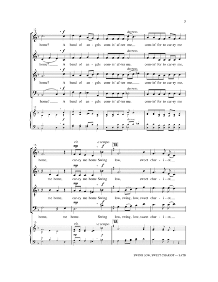 Swing Low, Sweet Chariot 4-Part scores gallery preview page 3