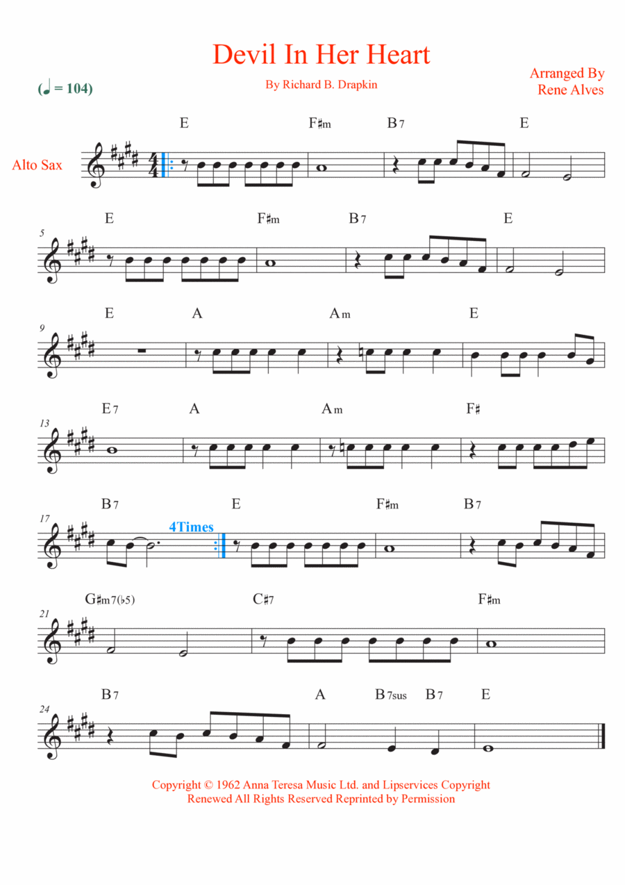 Devil In Her Heart Alto Saxophone scores gallery preview page 1