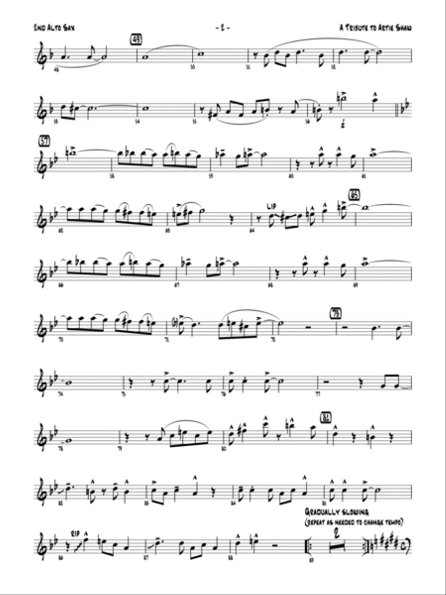 A Tribute to Artie Shaw: 2nd E-flat Alto Saxophone Jazz Ensemble scores gallery preview page 2