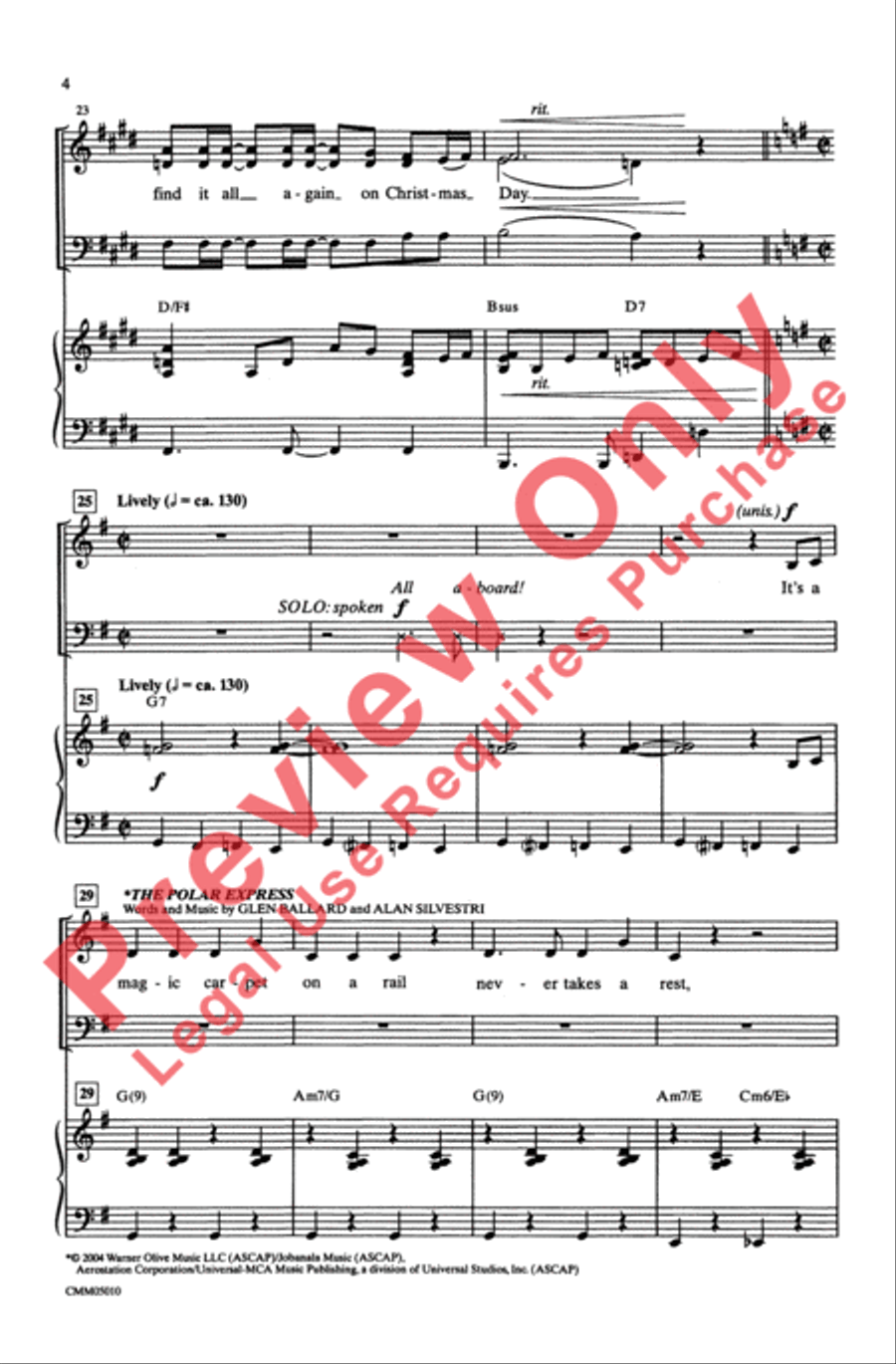 The Polar Express: A Choral Medley 3-Part scores gallery preview page 4