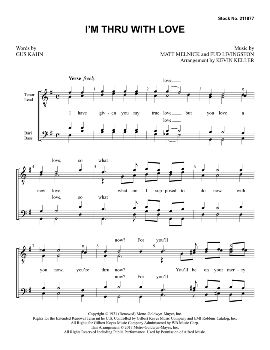 I'm Thru With Love (arr. Kevin Keller) TTBB scores gallery preview page 1