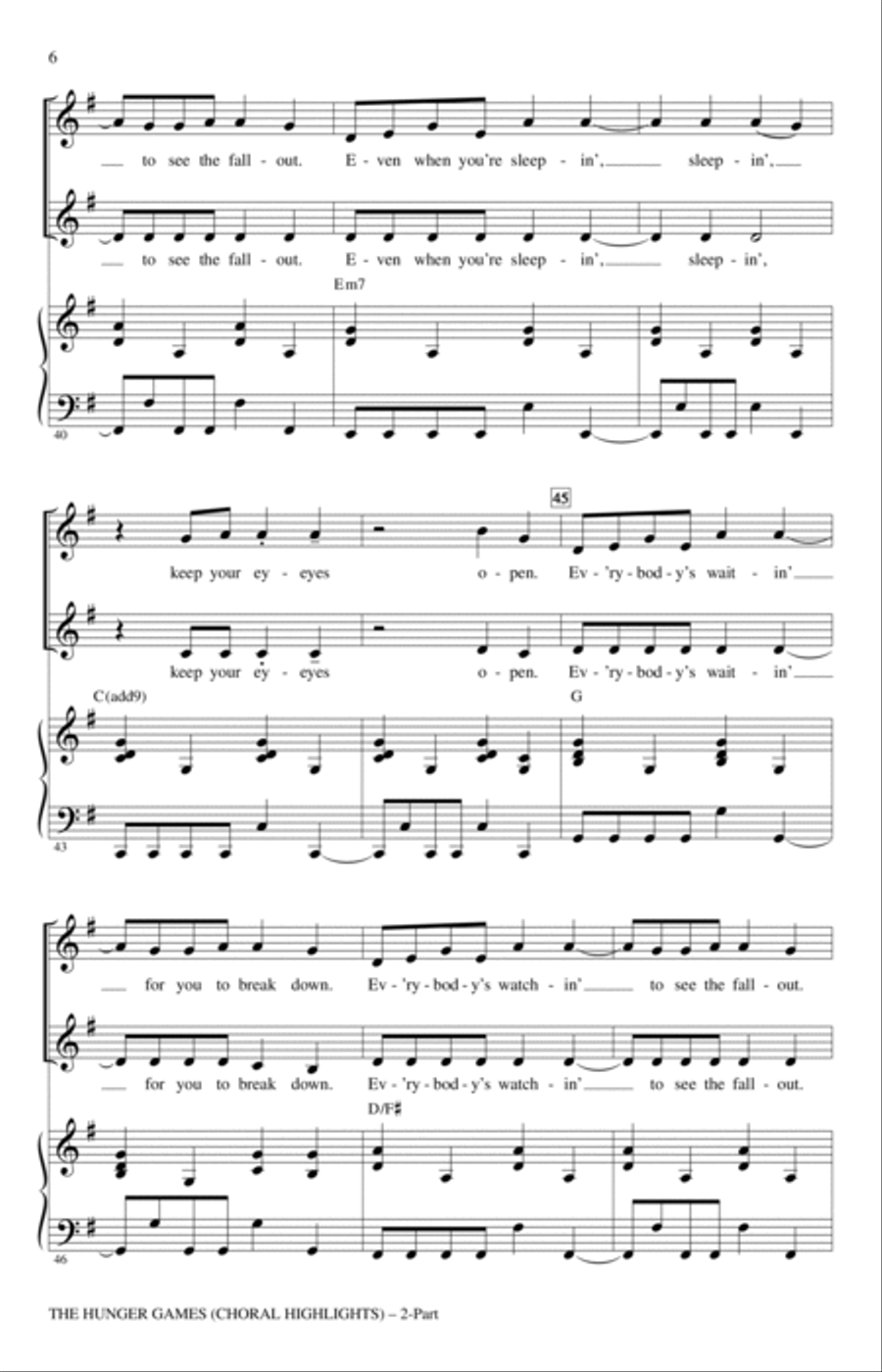 The Hunger Games (Choral Highlights) 2-Part scores gallery preview page 5