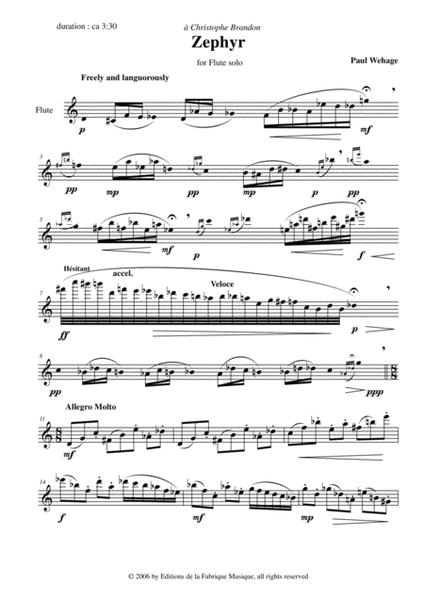 Paul Wehage: Zephyr for solo flute