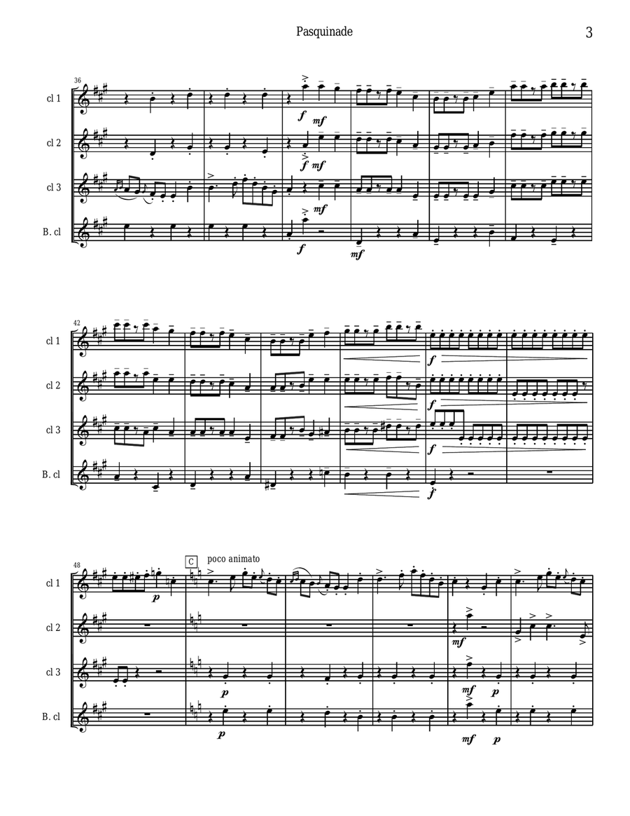 Pasquinade for Clarinet Quartet Clarinet Quartet scores gallery preview page 3