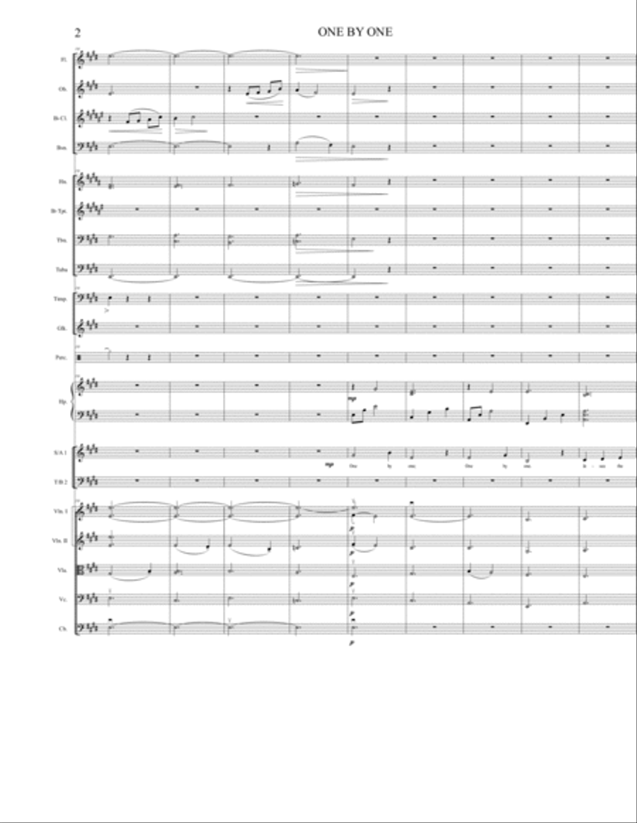 One by One - Full Orchestra, Choirs, and Vocal (by Paul Cardall, David A. Bednar) 4-Part scores gallery preview page 2