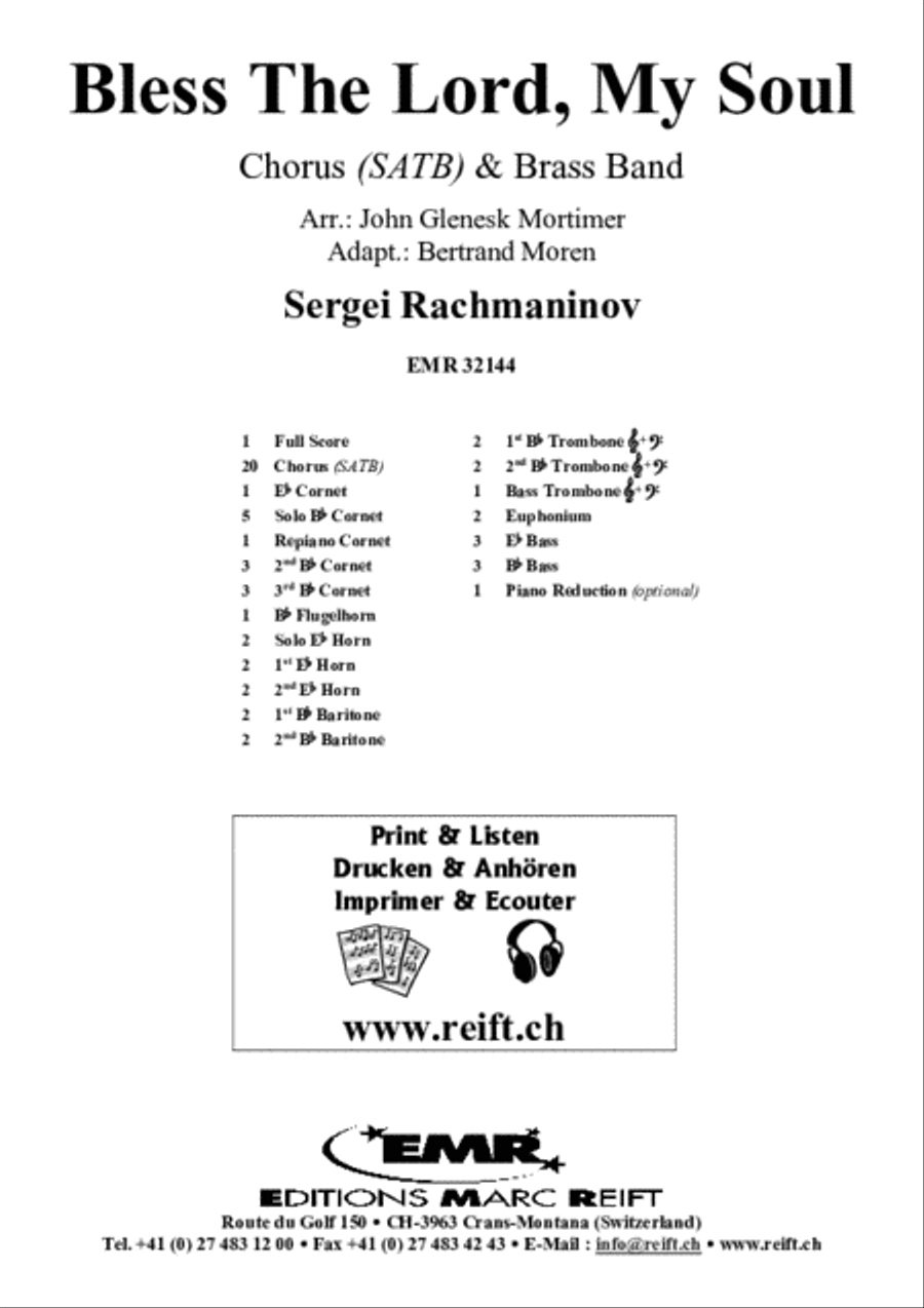 Bless The Lord, My Soul by Sergei Rachmaninoff 4Part Sheet Music