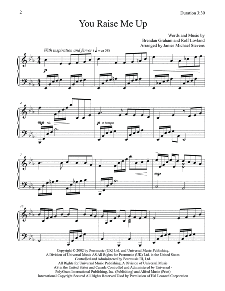You Raise Me Up Piano Solo scores gallery preview page 2