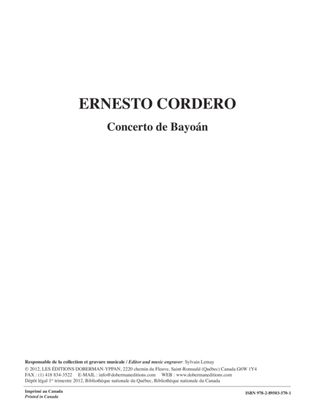 Book cover for Concerto de Bayoan (reduction de piano)