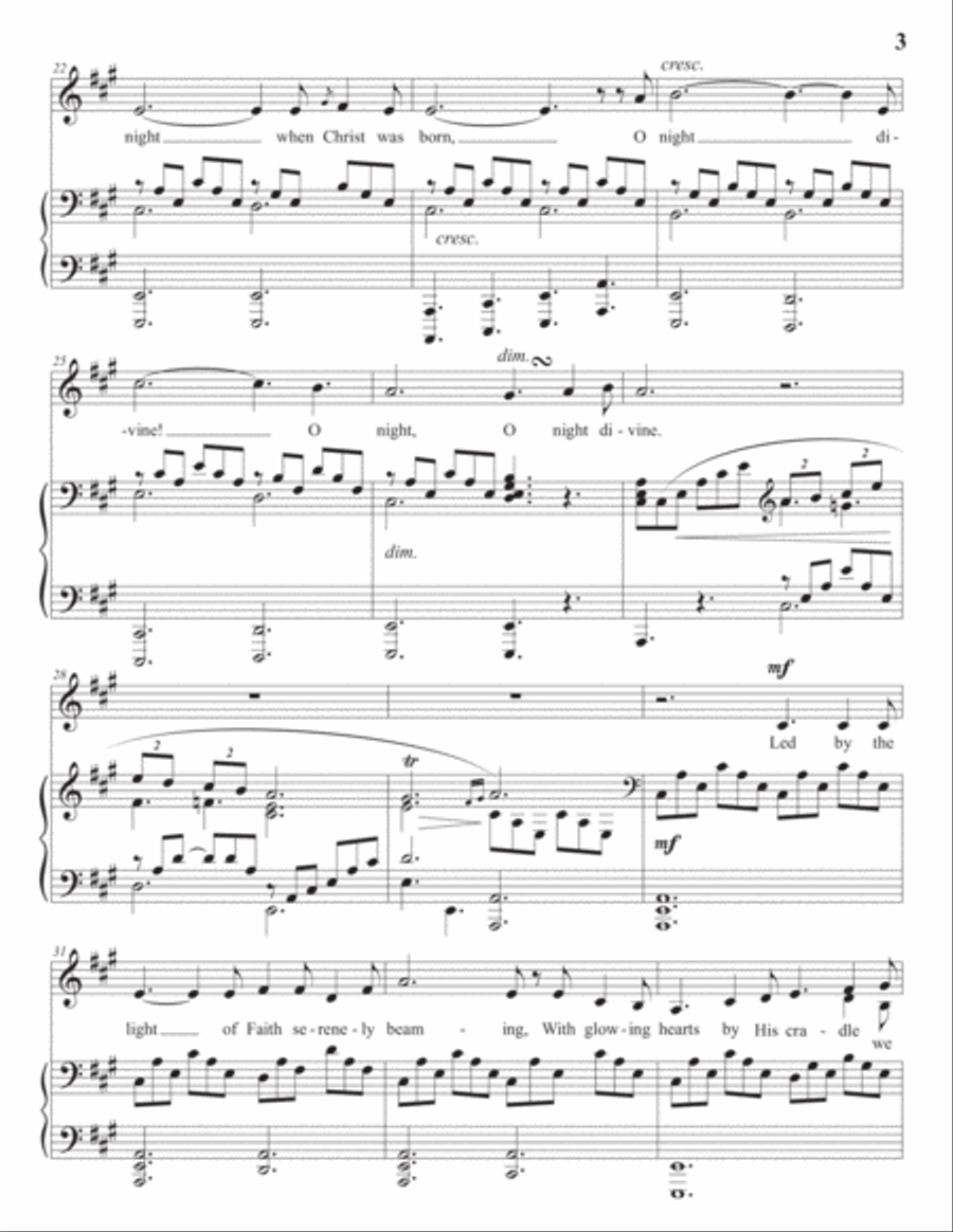 ADAM: O Holy Night (transposed to A major) Voice scores gallery preview page 4