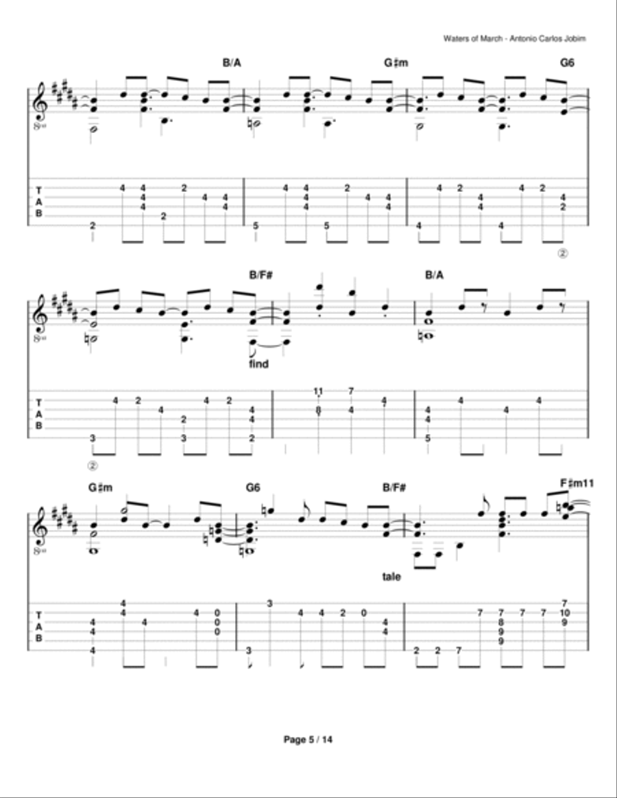 Águas De Março (waters Of March) Electric Guitar scores gallery preview page 5