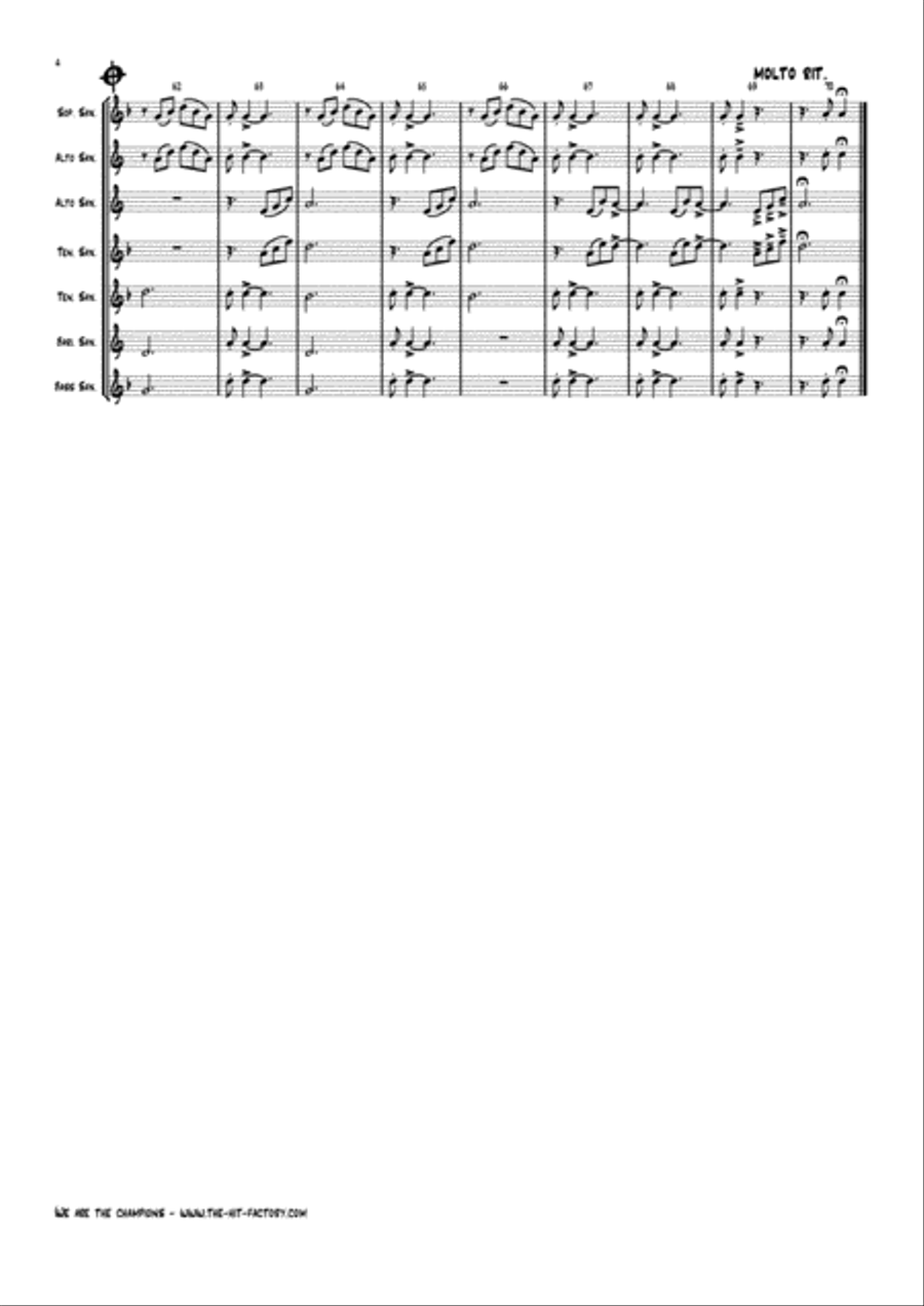 We Are The Champions Saxophone Quintet scores gallery preview page 4