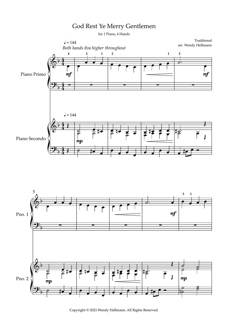 God Rest Ye Merry Gentlemen Easy Piano scores gallery preview page 1