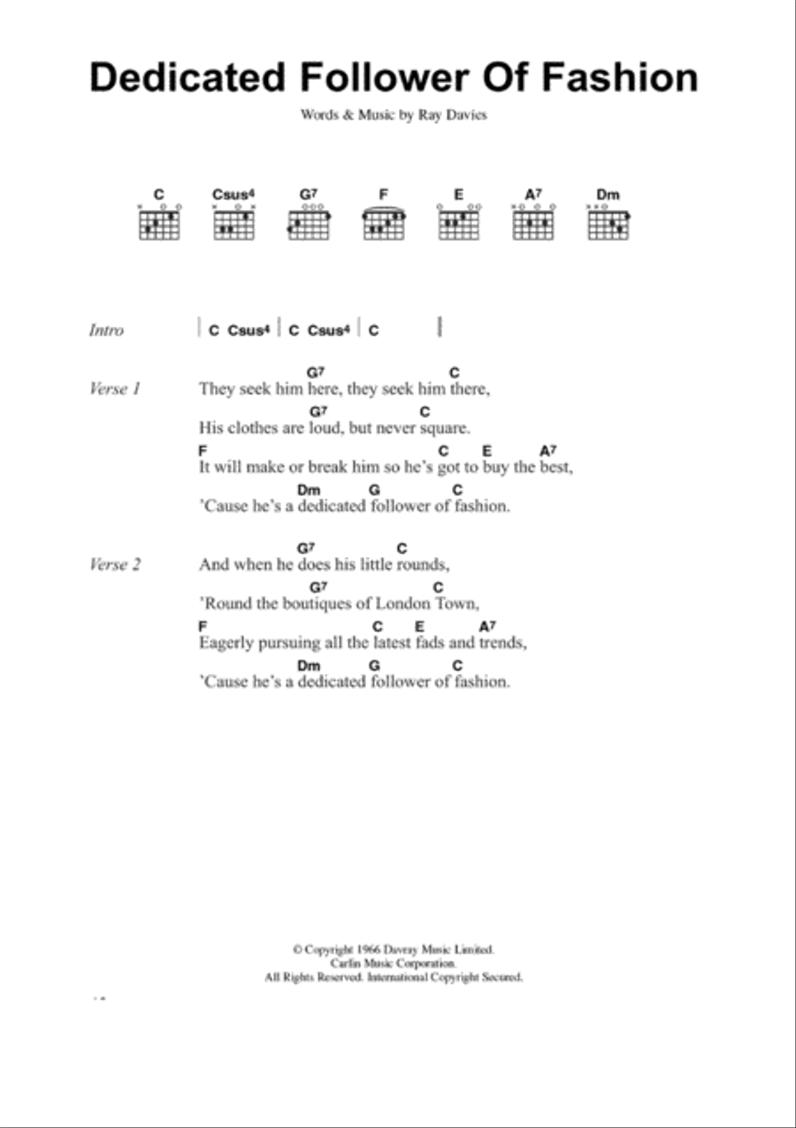 Dedicated Follower Of Fashion Acoustic Guitar scores gallery preview page 1