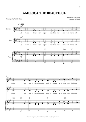 America The Beautiful - Soprano and Alto (with piano accompaniment + CHORDS)
