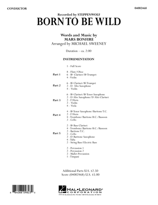 Book cover for Born to Be Wild - Conductor Score (Full Score)