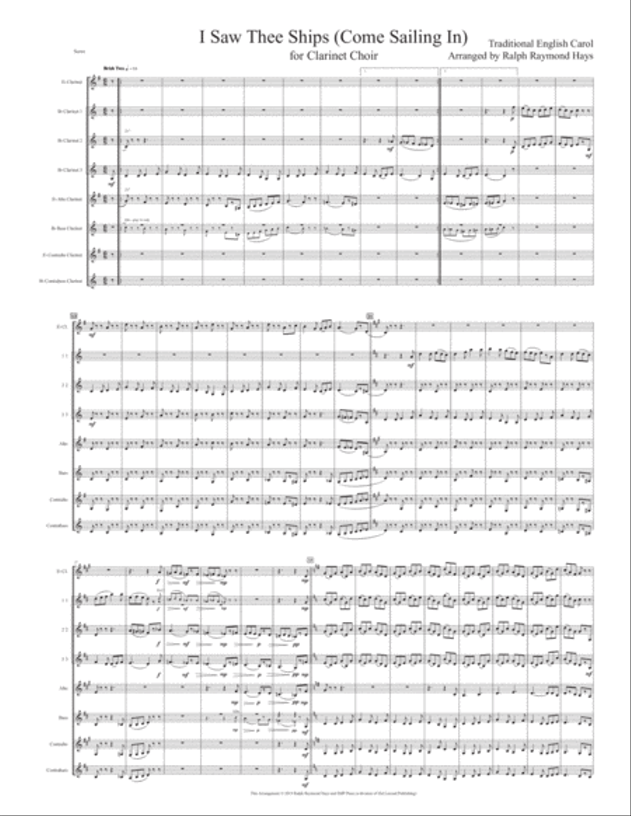 I Saw Three Ships (Come Sailing In) for clarinet choir Clarinet Choir scores gallery preview page 2