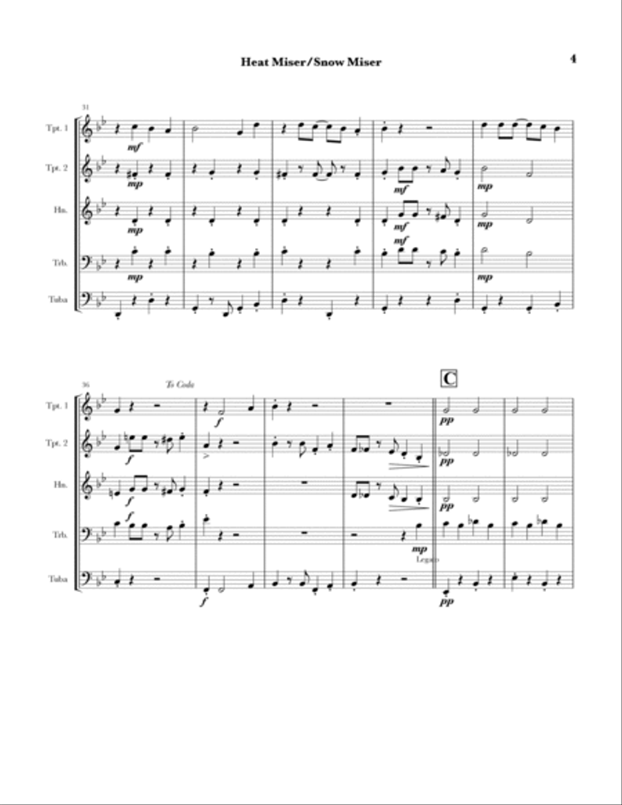 Heat Miser Brass Quintet scores gallery preview page 4