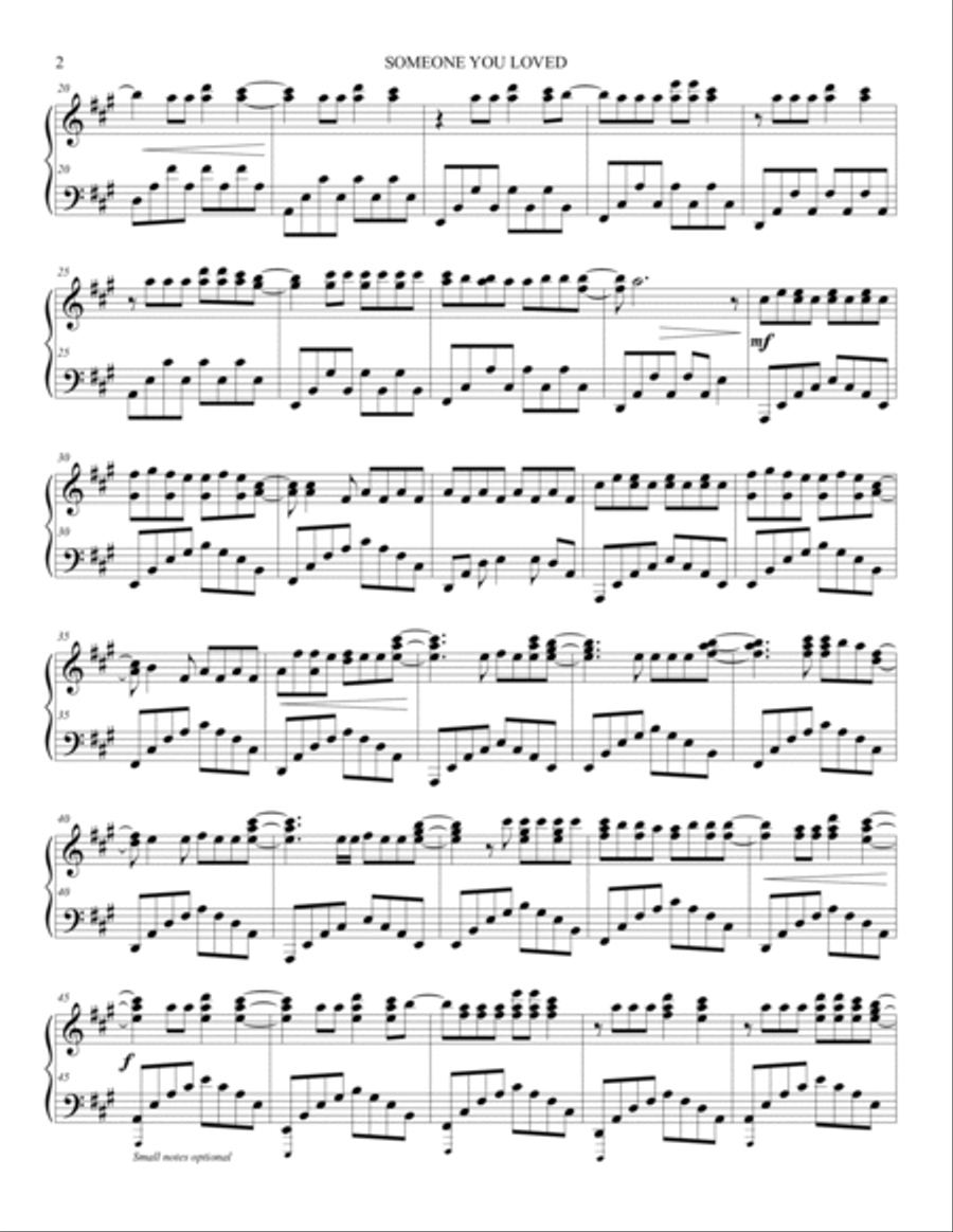 Someone You Loved Piano Solo scores gallery preview page 2