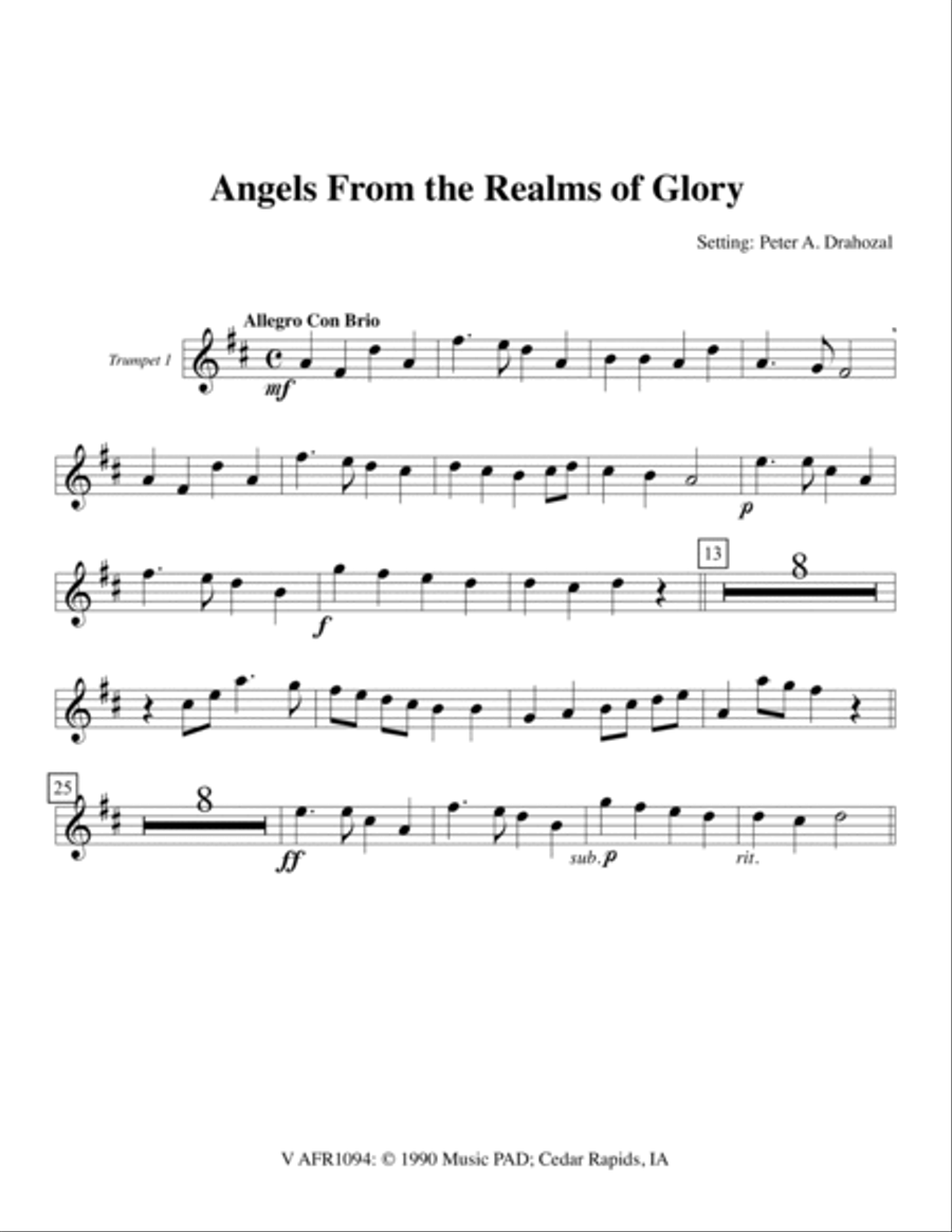 Angels From the Realms of Glory - Mixed Brass Quartet (2 Tpt, Trb, Tuba) image number null