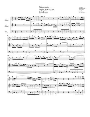Book cover for Trio sonata for organ, no.5, BWV 529 (arrangement for 3 recorders)