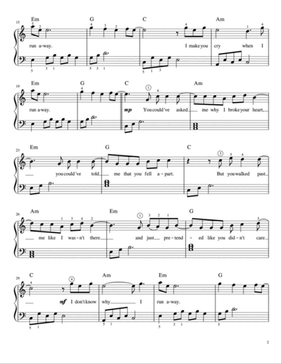 Save Your Tears Easy Piano scores gallery preview page 2