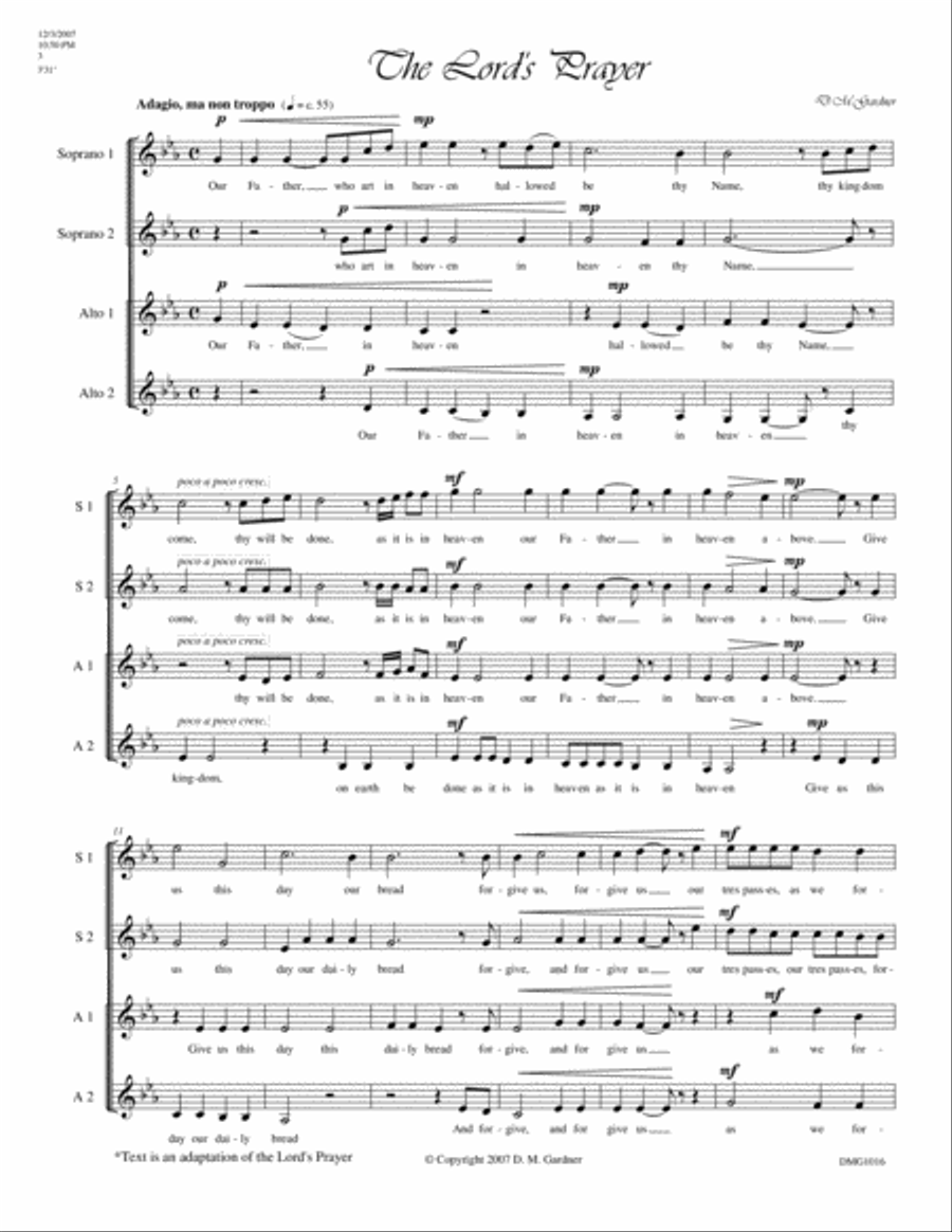 The Lord's Prayer (SSAA - Unaccompanied) SSAA scores gallery preview page 3