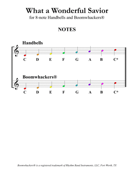 What a Wonderful Savior (for 8-note Bells and Boomwhackers with Color Coded Notes) image number null