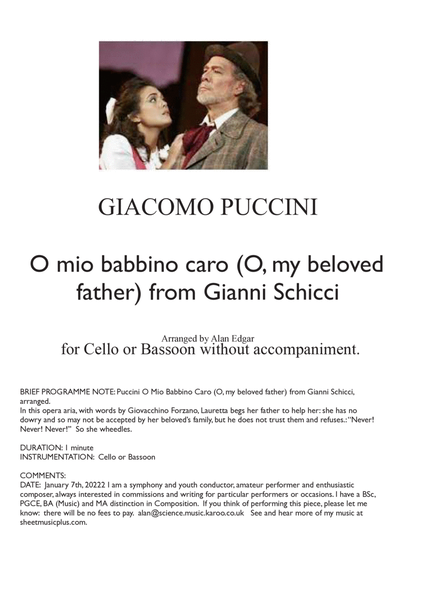 O MIO BABBINO CARO (O, my beloved father) from Gianni Schicci, by G Puccini, arranged as unaccompani image number null