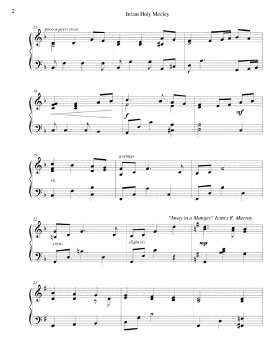 Infant Holy w/ Away in a Manger Piano Solo scores gallery preview page 2
