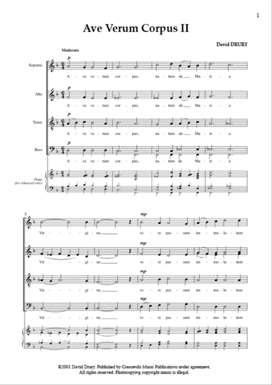Ave verum corpus II 4-Part scores gallery preview page 1