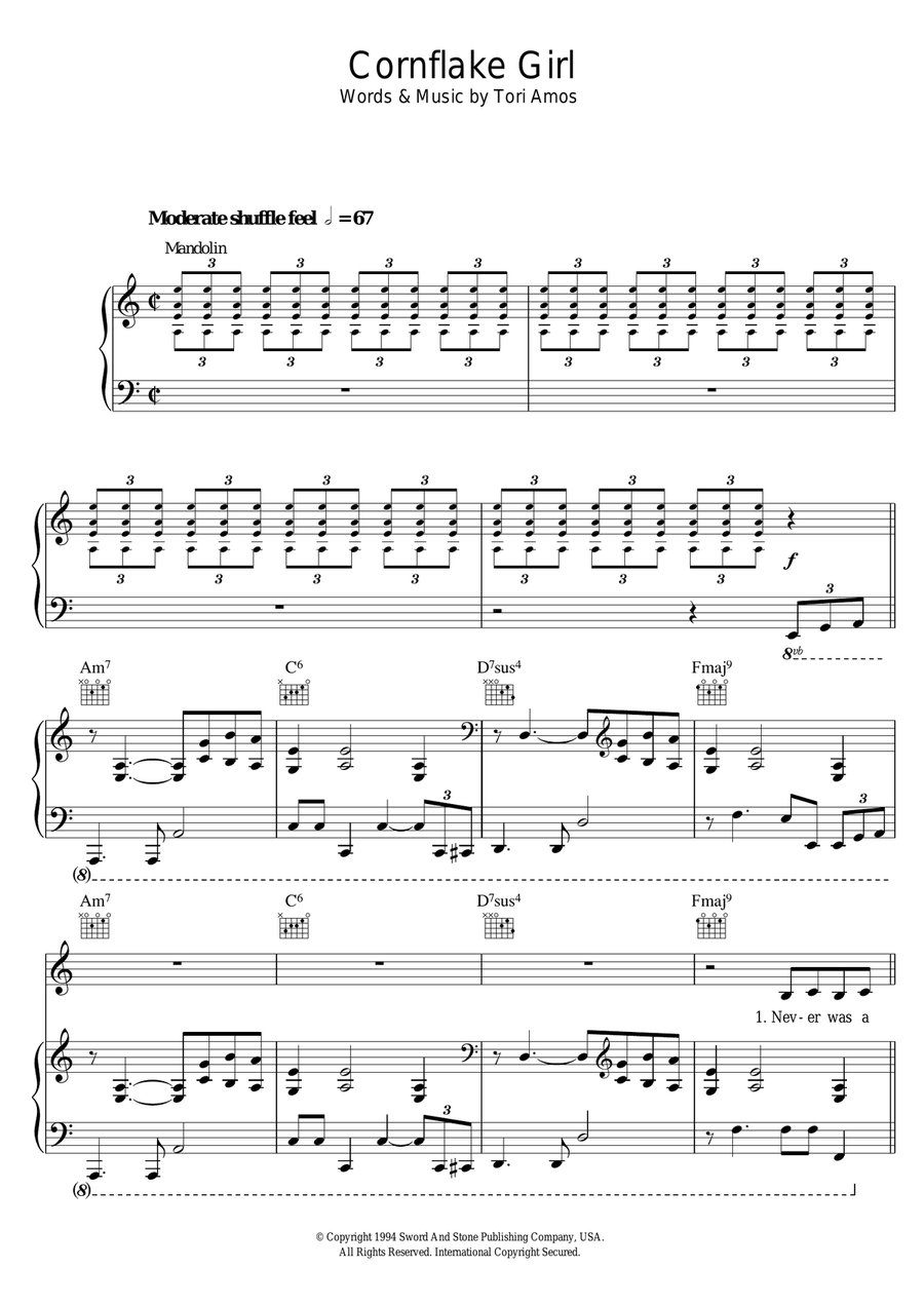 Cornflake Girl Piano, Vocal scores gallery preview page 1