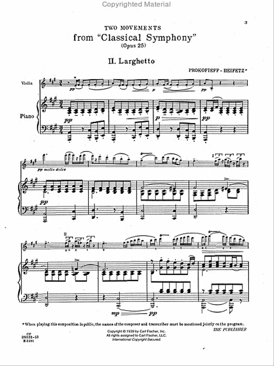Larghetto and Gavotta Violin Solo scores gallery preview page 2