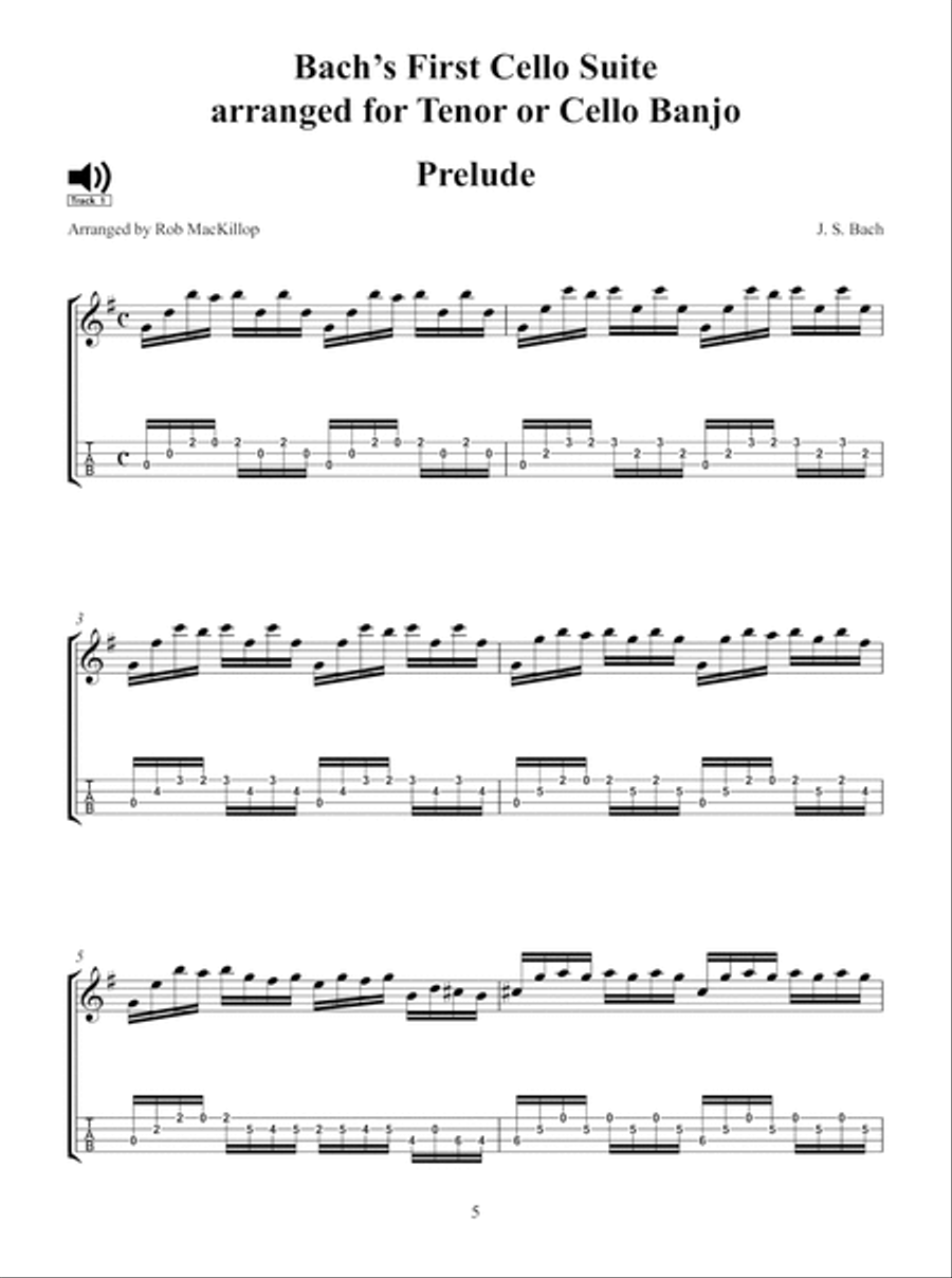Bach's Cello Suites I-III Arranged for Tenor Banjo Cello scores gallery preview page 6