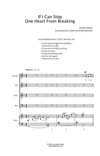 If I Can Stop One Heart From Breaking (SATB with piano) image number null