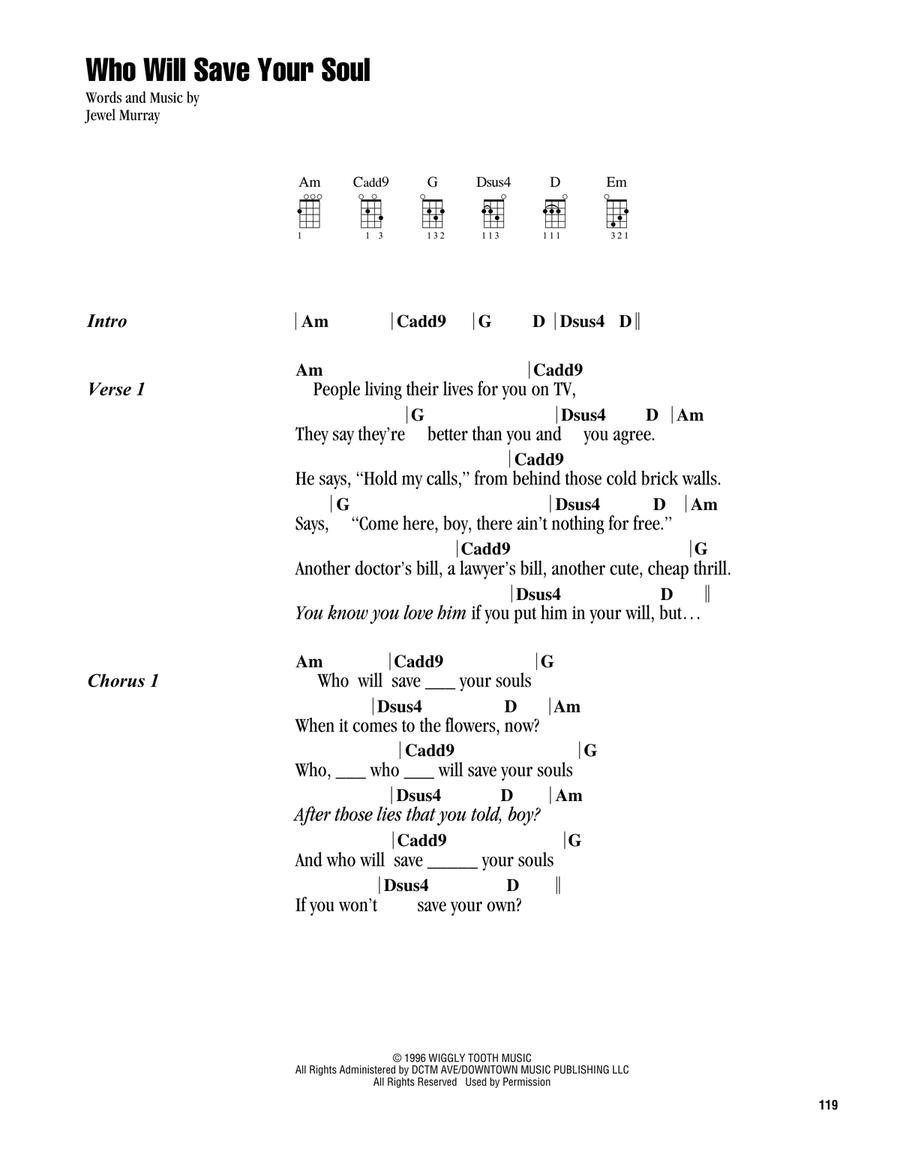 Who Will Save Your Soul Who Will Save Your Soul Ukulele scores gallery preview page 1