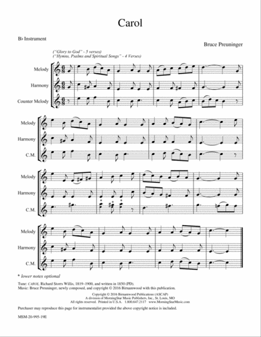 Carol Piano and Keyboard scores gallery preview page 1