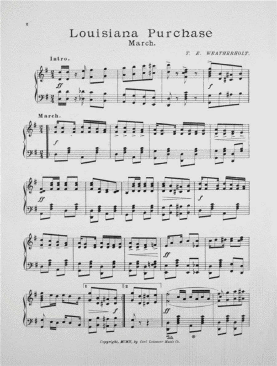 Louisiana Purchase March Piano Solo scores gallery preview page 2