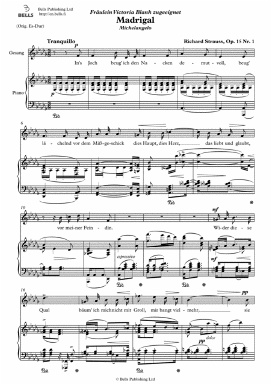 Madrigal, Op. 15 No. 1 (D-flat Major) Choir scores gallery preview page 1