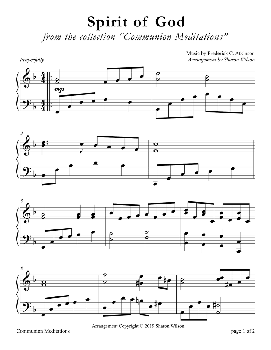 Spirit of God, Descend upon My Heart (LARGE PRINT Piano Solo)