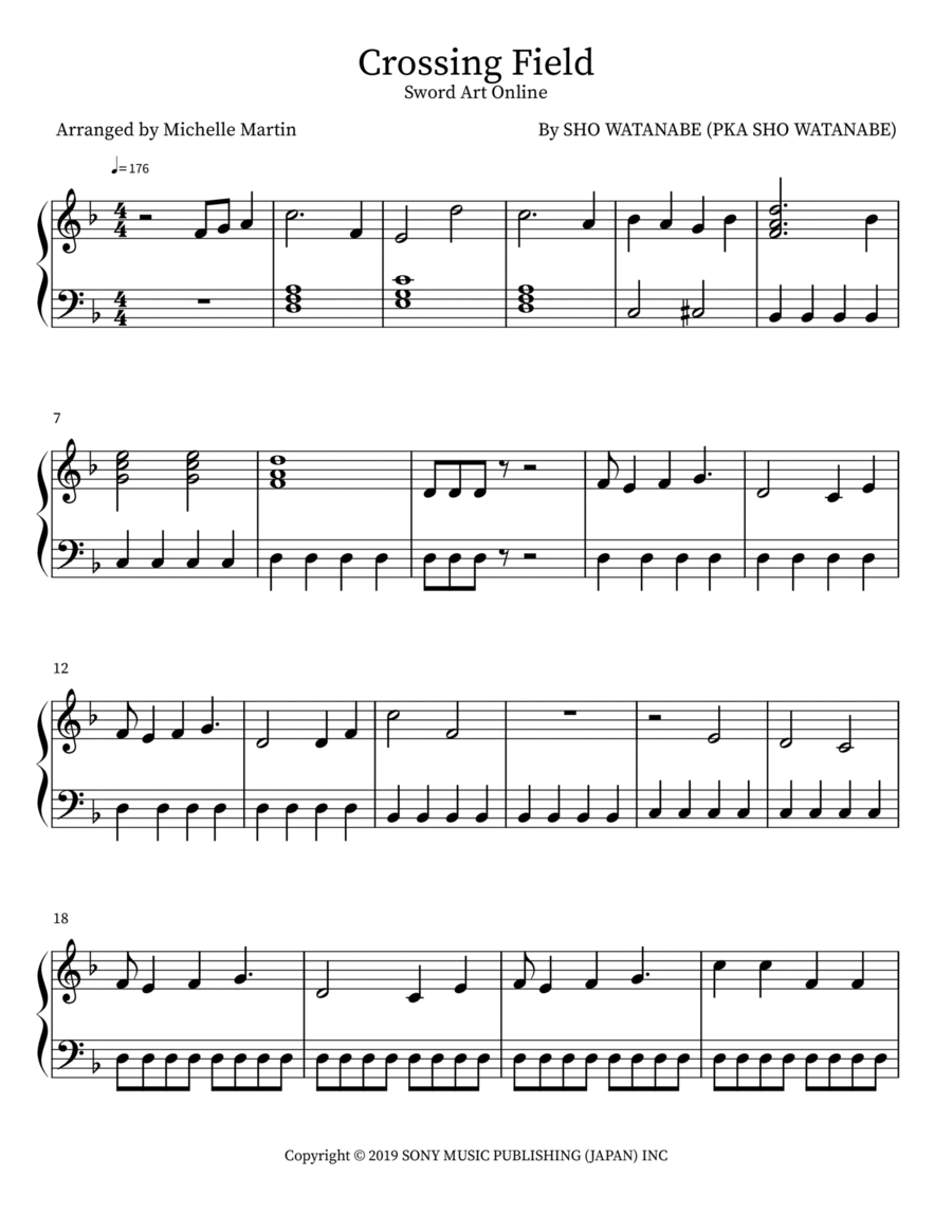 Crossing Field Piano Solo scores gallery preview page 1