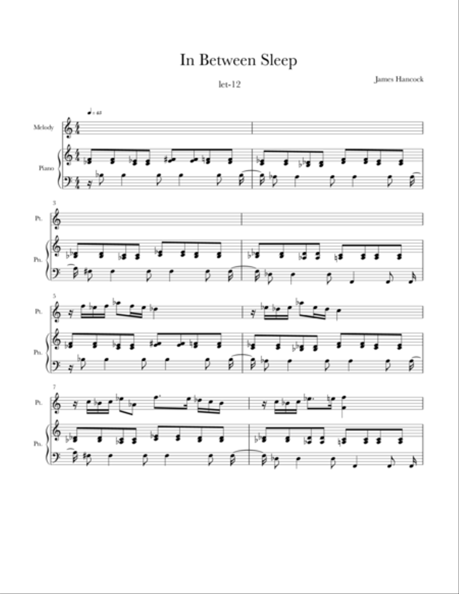 In Between Sleep In Between Sleep Piano Solo scores gallery preview page 1