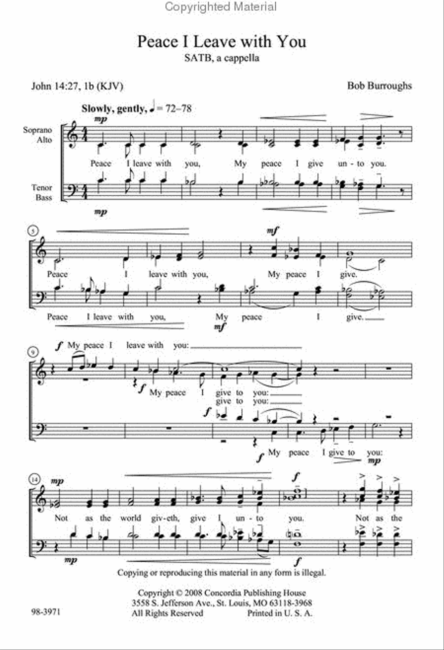 Peace I Leave with You (Burroughs) 4-Part scores gallery preview page 2