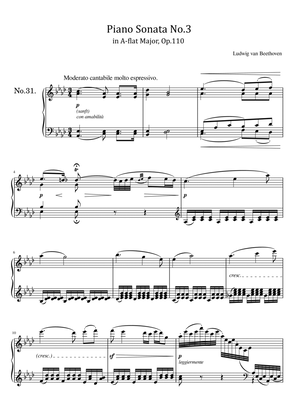 Book cover for Beethoven - Piano Sonata No.31 in A-flat Major, Op.110 - Original For Piano Solo Complete