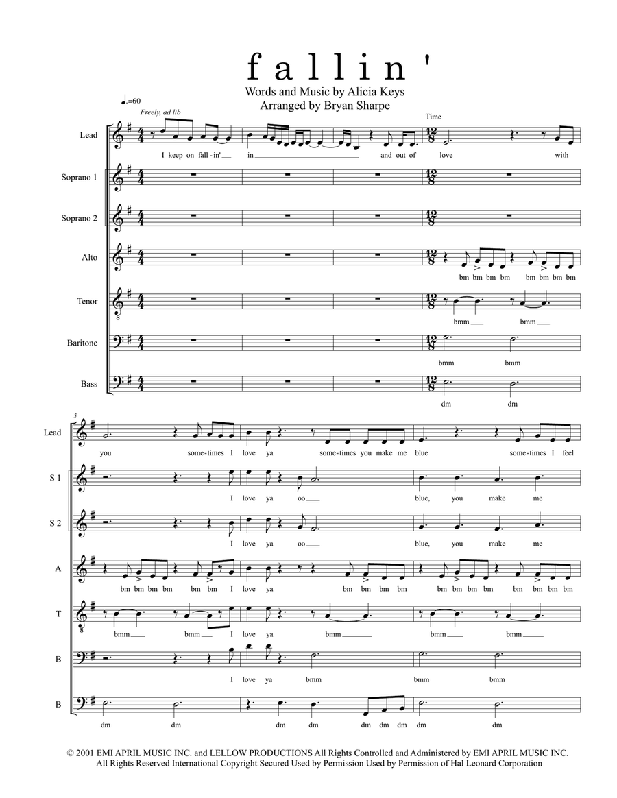 Fallin' 4-Part scores gallery preview page 1