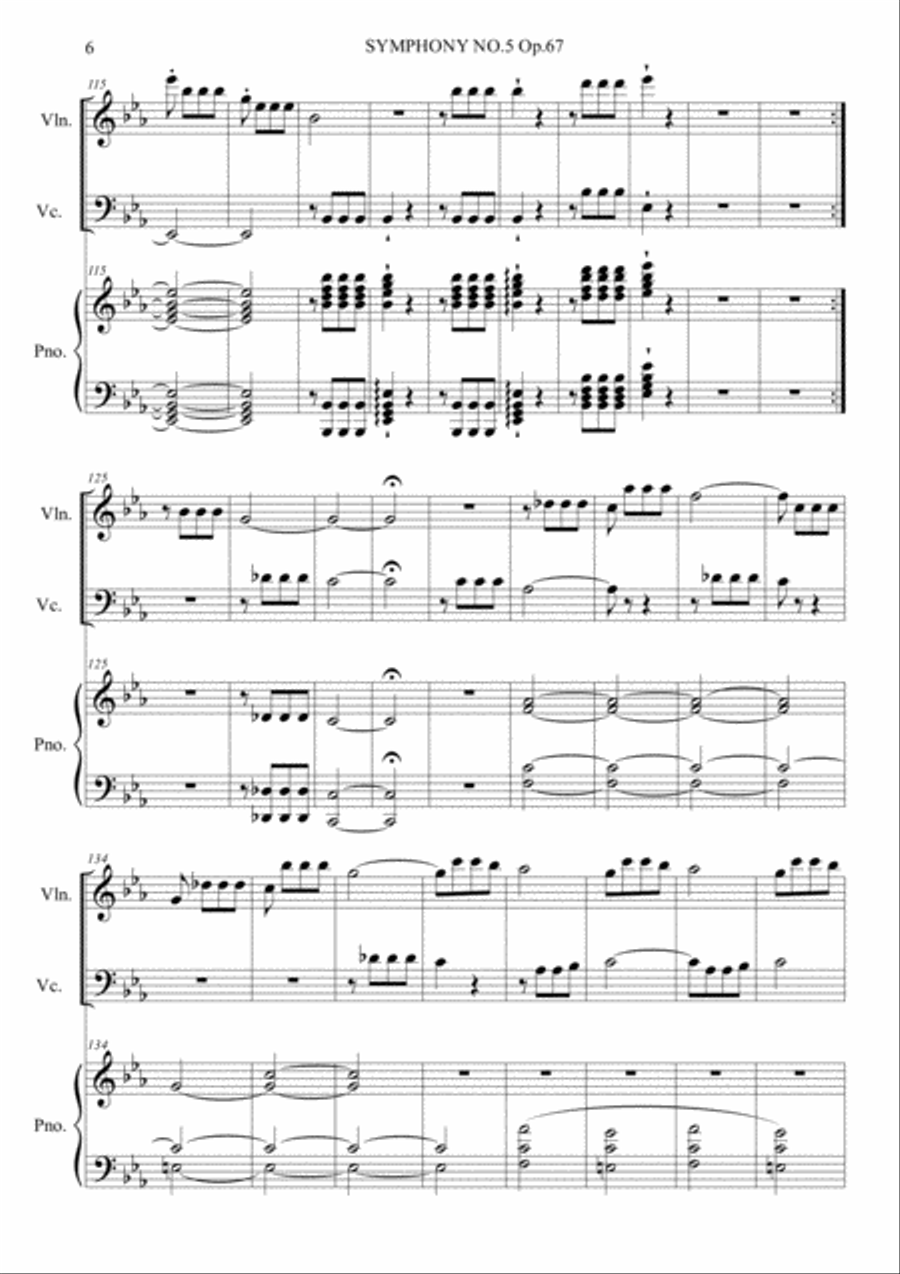 Symphony No.5 Op.67 Piano Trio scores gallery preview page 6