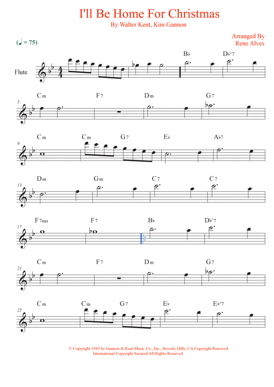I'll Be Home For Christmas Flute Solo scores gallery preview page 1