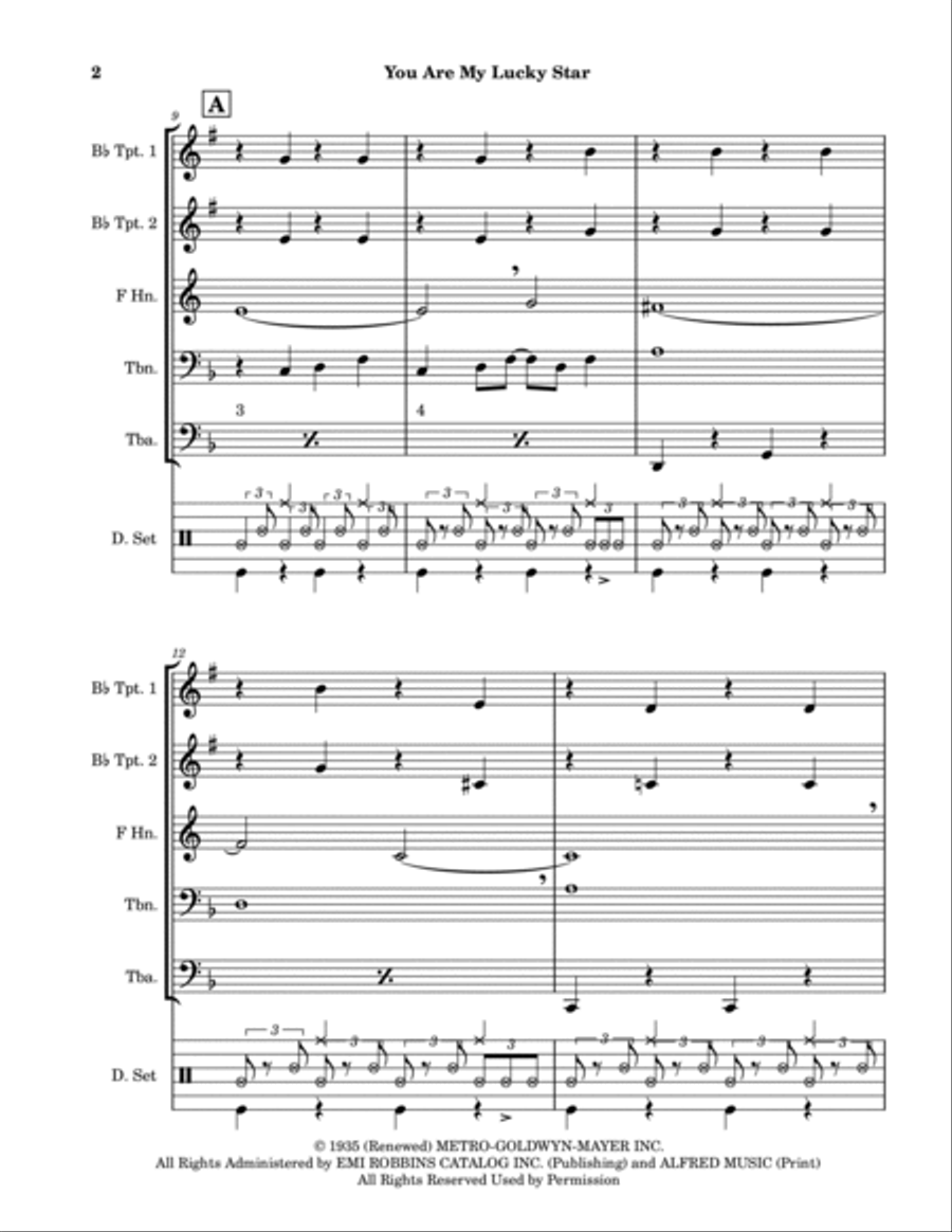 You Are My Lucky Star Brass Quintet scores gallery preview page 2