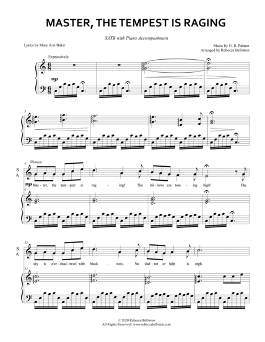 Master, the Tempest is Raging (SATB) 4-Part scores gallery preview page 2