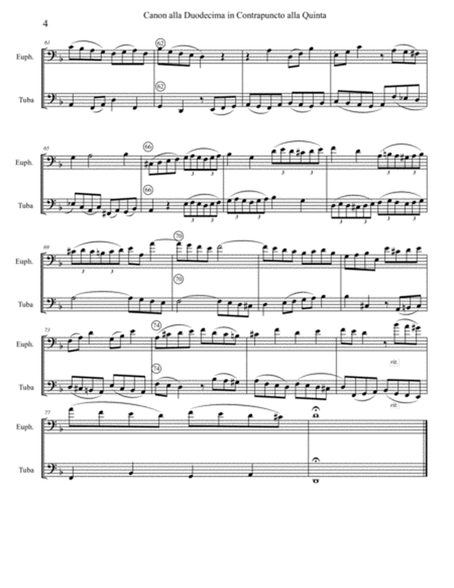 Canon #4 from Bach's Art of Fugue for Tuba Euphonium Duet image number null